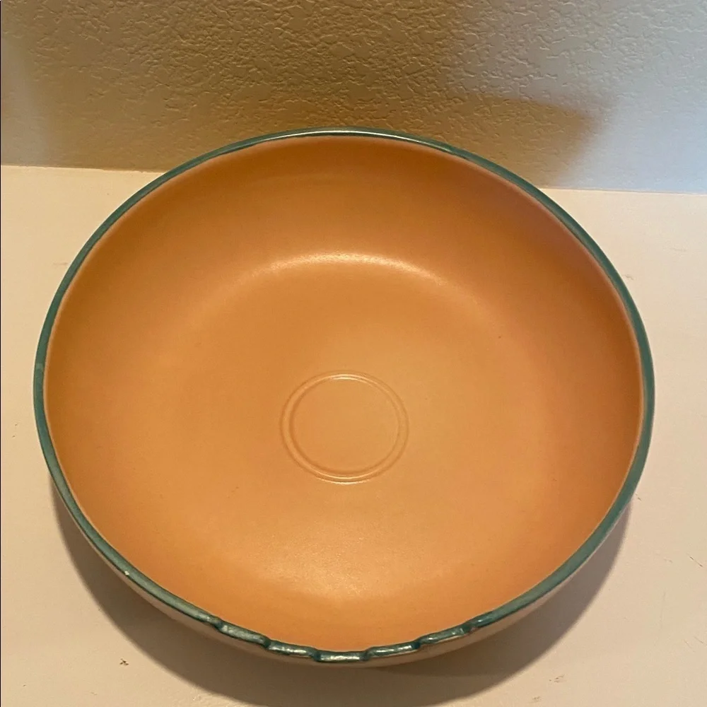 Treasure Craft Southwestern Style Chip and Dip Bowl Set. Peach and Green.